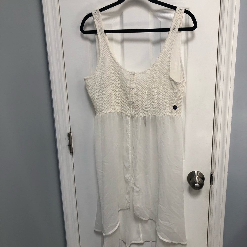 Hollister Lace Top Sheer White Button Large New Festival Swim suit cover